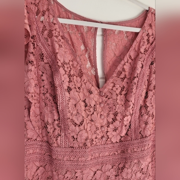 City Chic Rose Pink Sienna Lace Fit and Flare Mini Dress Size 20 - Picture 3 of 14